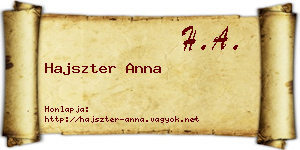 Hajszter Anna névjegykártya